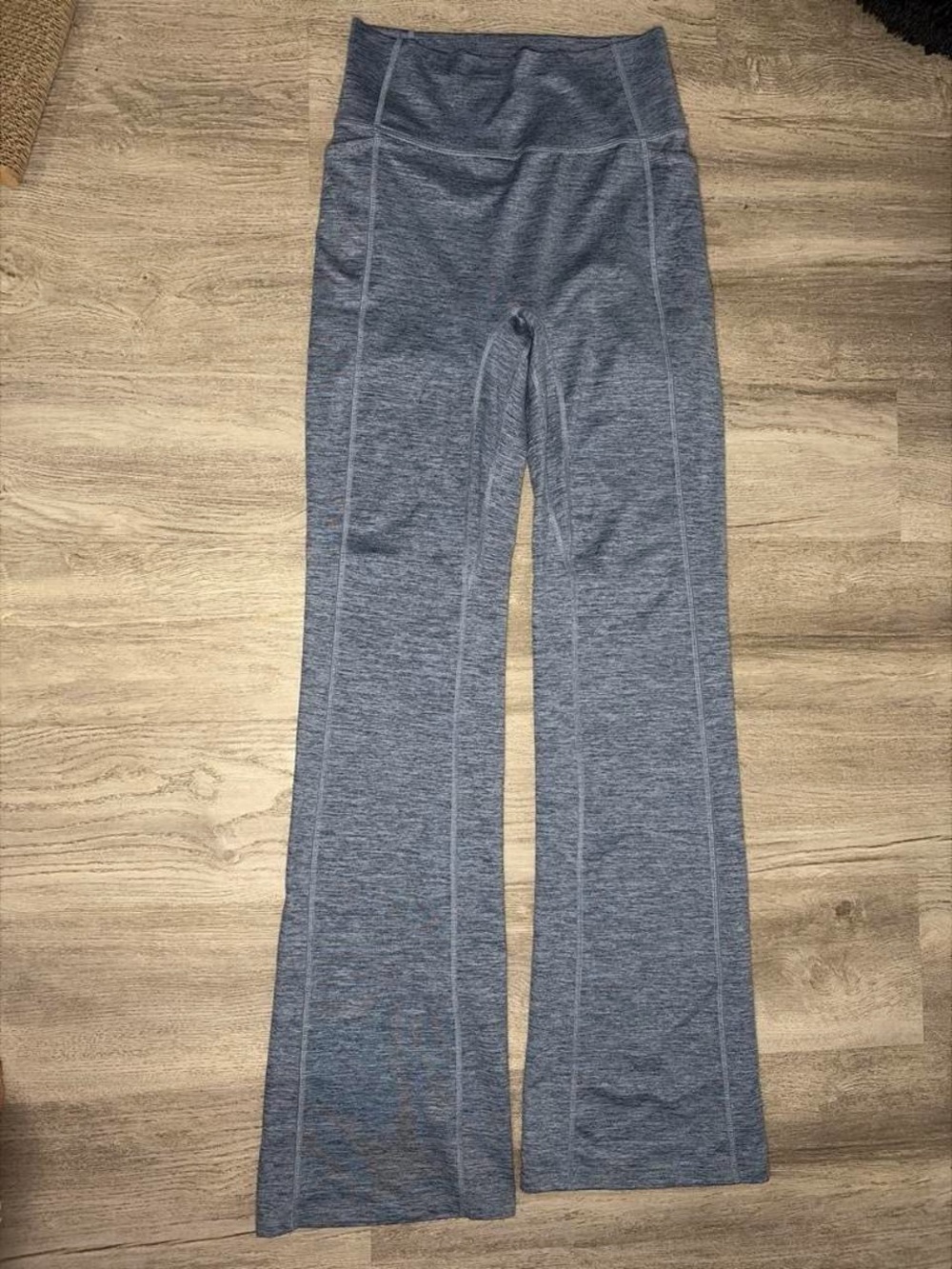 High-Waist Flared Leg Active Pants - Heather Blue